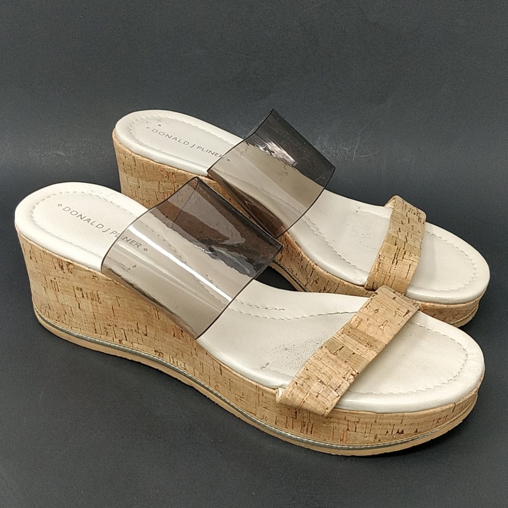 Donald J Pliner Cork Wedge Sabrina Sandals 8.5N US